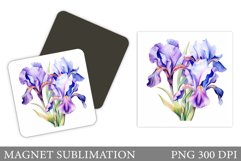 Irises Flowers Magnet Design. Summer Magnet Sublimation Product Image 1