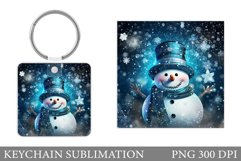 Cute Snowman Keychain. Snowman Keychain Sublimation Product Image 1