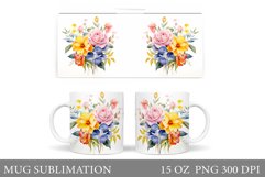 Flowers Mug Sublimation. Summer Mug Design Product Image 1