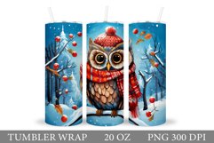 Winter Owl Tumbler Sublimation. Cute Owl Tumbler Design Product Image 1