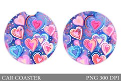 Colorful Hearts Car Coaster. Valentines Car Coaster Design Product Image 1