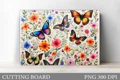 Butterflies Cutting Board. Flowers Cutting Board Sublimation Product Image 1