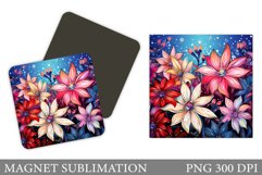 Flowers Square Magnet. Flowers Magnet Sublimation Product Image 1