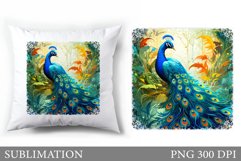 Peacock Sublimation. Peacock Pillow Sublimation Product Image 1