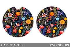 Wildflowers Car Coaster Design. Flowers Car Coaster Template Product Image 1