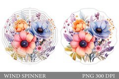 Flowers Wind Spinner Sublimation. Summer Wind Spinner Design Product Image 1