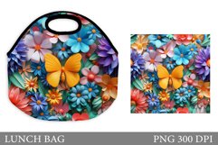 3D Butterfly Lunch Bag. 3D Flowers Lunch Bag Sublimation Product Image 1