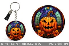 Pumpkin Keychain Design. Stained Glass Halloween Keychain Product Image 1
