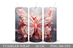 3D Butterfly Tumbler Sublimation. Flowers Tumbler Design Product Image 1
