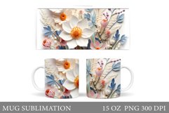 3D Flowers Mug Design. 3D Wildflowers Mug Sublimation Product Image 1