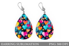 Colorful Hearts Earring. Valentines Teardrop Earring Design Product Image 1