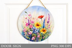 Wildflowers Door Sign. Flowers Door Sign Design Product Image 1