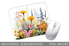 Wildflowers Mouse Pad Design. Flowers Mouse Pad Sublimation Product Image 1