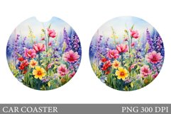 Wildflowers Car Coaster Design. Flowers Car Coaster Template Product Image 1