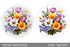 Flowers Wind Spinner Design. Summer Wind Spinner Sublimation Product Image 1