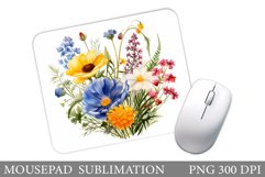 Flowers Mouse Pad Sublimation. Wildflowers Mouse Pad Design Product Image 1