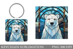 Stained Glass Bear Keychain. Polar Bear Keychain Design Product Image 1
