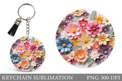 Flowers Keychain Sublimation. 3D Flowers Keychain Design Product Image 1