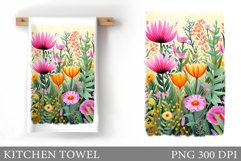 Flowers Kitchen Towel. Flowers Summer Kitchen Towel Design Product Image 1