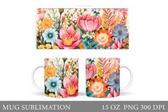 Flowers Mug Wrap Sublimation. Summer Mug Wrap Design Product Image 1