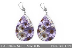 3D Flowers Earring Sublimation. Flowers Teardrop Earring Product Image 1