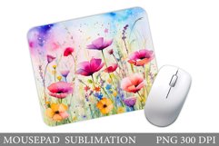 Flowers Mouse Pad Design. Flowers Watercolor Mouse Pad Product Image 1