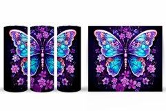 Butterfly Tumbler Sublimation. Flowers Tumbler Wrap Design Product Image 2