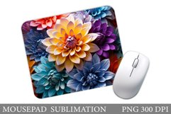 Flowers Mouse Pad Design. 3D Flowers Mouse Pad Sublimation Product Image 1