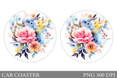 Flowers Car Coaster Sublimation. Flowers Coaster Design Product Image 1