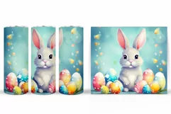 Bunny Easter Tumbler Design. Spring Bunny Tumbler Wrap Product Image 2