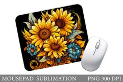Sunflowers Mouse Pad Design. Summer Flowers Mouse Pad Product Image 1