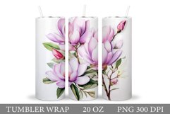 Magnolia Flowers Tumbler. Flowers Tumbler Wrap Design Product Image 1