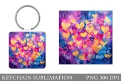 Hearts Keychain Sublimation. Alcohol Ink Hearts Keychain Product Image 1