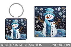 Snowman Keychain Design. Cute Snowman Square Keychain Product Image 1