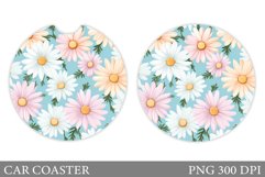 Flowers Car Coaster Design. Daisy Flowers Car Coaster Product Image 1