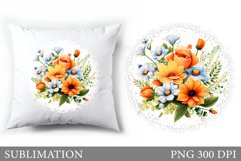 Flowers Pillow Sublimation. Summer Sublimation Product Image 1