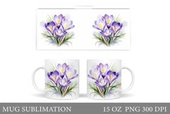 Flowers Crocus Mug Sublimation. Spring Mug Wrap Design Product Image 1