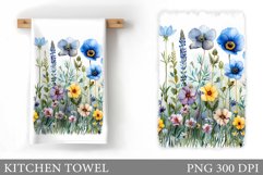 Wildflowers Kitchen Towel. Flowers Kitchen Towel Sublimation Product Image 1