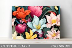 3D Flowers Cutting Board. Flowers Cutting Board Sublimation Product Image 1