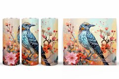 Bird Tumbler Sublimation. Bird Flowers Tumbler Design Product Image 2