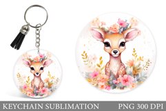 Cute Deer Keychain Design. Deer Keychain Sublimation Product Image 1