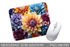 3D Flowers Mouse Pad Design. Flowers Mouse Pad Sublimation Product Image 1