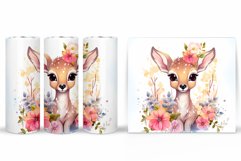 Cute Deer Tumbler Design. Flowers Tumbler Sublimation Product Image 2