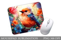 Bird Mouse Pad Design. Flowers Mouse Pad Sublimation Product Image 1