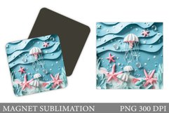 3D Jellyfish Magnet Sublimation. 3D Sea Magnet Design Product Image 1
