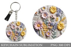 3D Wildflowers Keychain Design. Flowers Watercolor Keychain Product Image 1