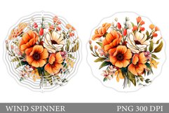 Flowers Wind Spinner Sublimation. Summer Wind Spinner Design Product Image 1