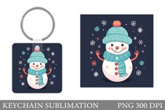 Snowman Keychain Design. Cute Snowman Square Keychain Product Image 1