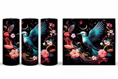 Bird Tumbler Sublimation. Bird Flowers Tumbler Design Product Image 2