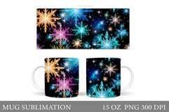 Shimmer Snowflakes Mug. Colorful Snowflakes Mug Sublimation Product Image 1